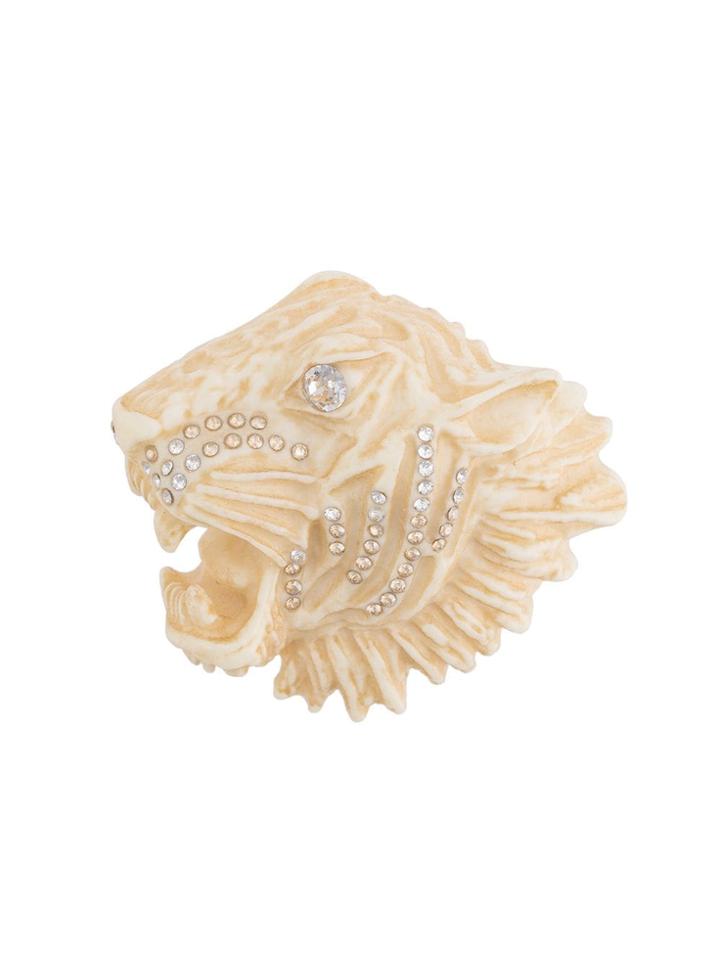 Gucci Tiger Head Brooch - Nude & Neutrals
