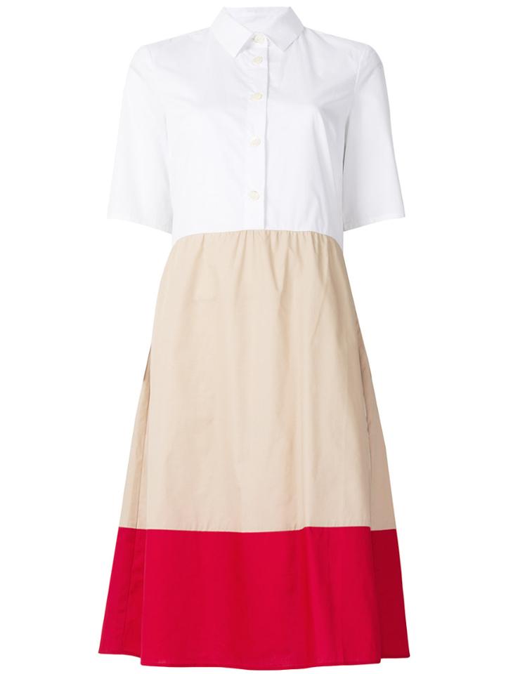 Peter Taylor Colour Block Shirt Dress - White