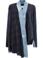 Greg Lauren Contrast Trim Kimono Jacket - Blue