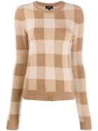 Theory Checked Cashmere Jumper - Neutrals