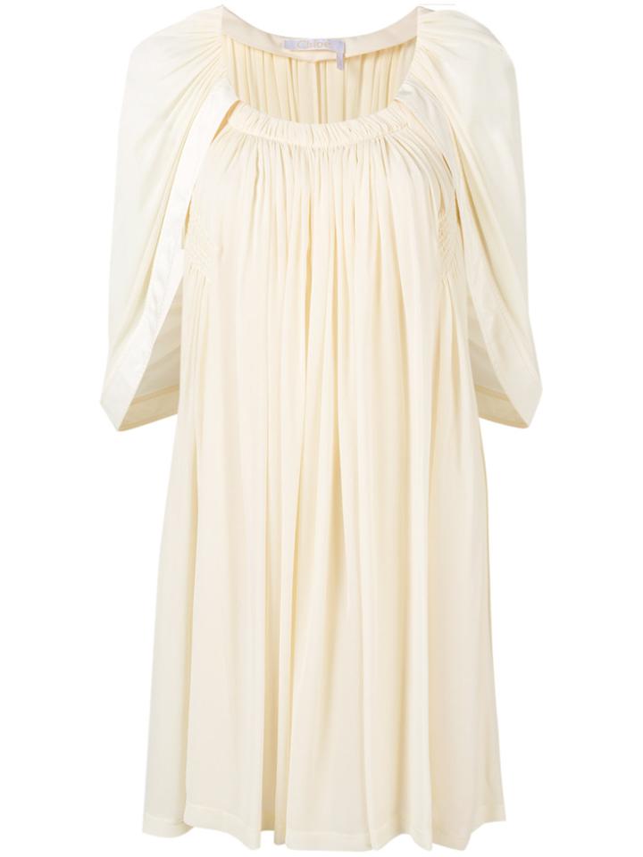 Chloé Cape Sleeve Shift Dress - Nude & Neutrals