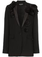 Ann Demeulemeester 3d Floral Single Breasted Virgin Wool Blazer -