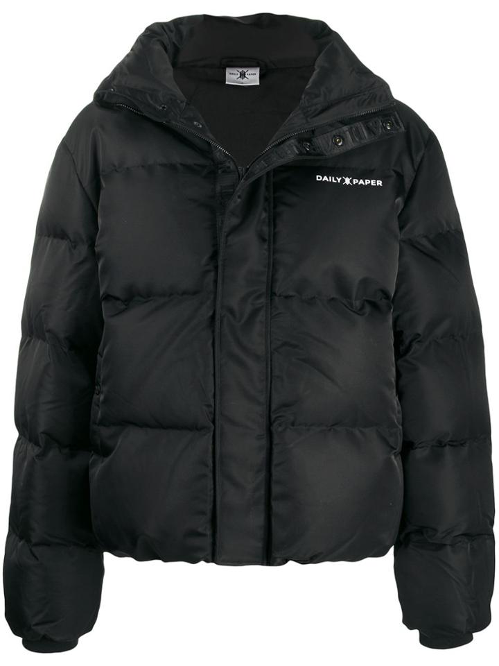 Daily Paper Padded Logo Print Jacket - Black