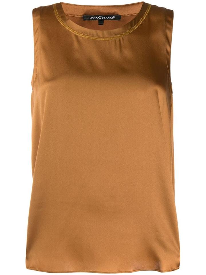 Luisa Cerano Round Neck Sleeveless Top - Brown