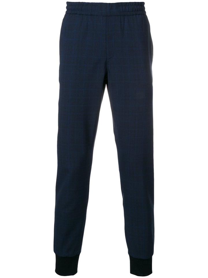Ps Paul Smith Checked Tapered Trousers - Blue