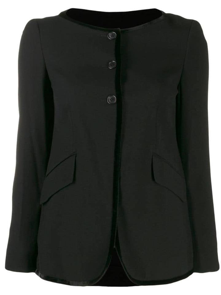 Romeo Gigli Pre-owned 1990's Contrast Piping Collarless Jacket - Black