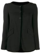 Romeo Gigli Pre-owned 1990's Contrast Piping Collarless Jacket - Black