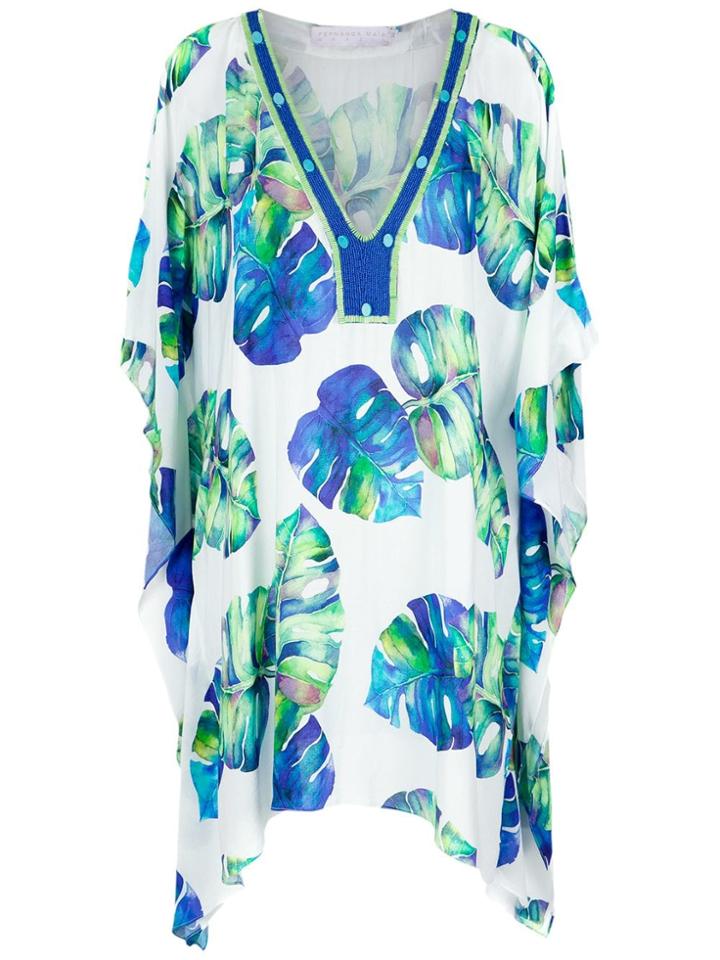 Brigitte Printed Kaftan - White, Green, Blue