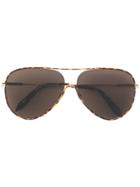 Victoria Beckham Dark Tinted Aviator Sunglasses - Metallic