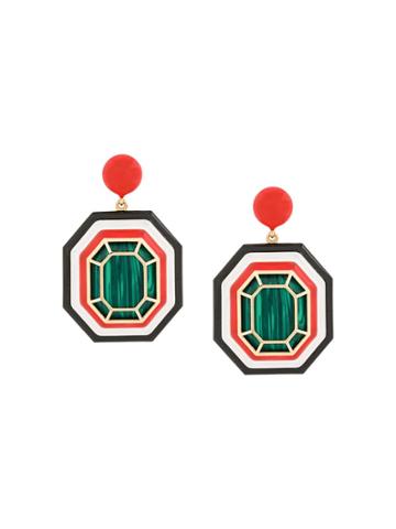 Nevernot Geometric Drop Earrings - Green