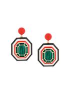 Nevernot Geometric Drop Earrings - Green