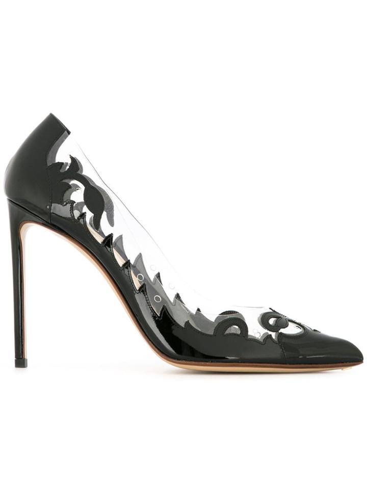 Francesco Russo Clear Panel Pumps - Black