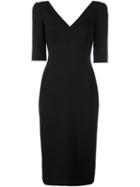 Dolce & Gabbana V-neck Dress, Women's, Size: 42, Black, Silk/spandex/elastane/virgin Wool