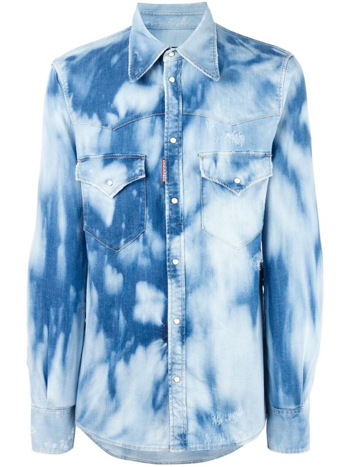 Dsquared2 Bleached Effect Denim Shirt - Blue