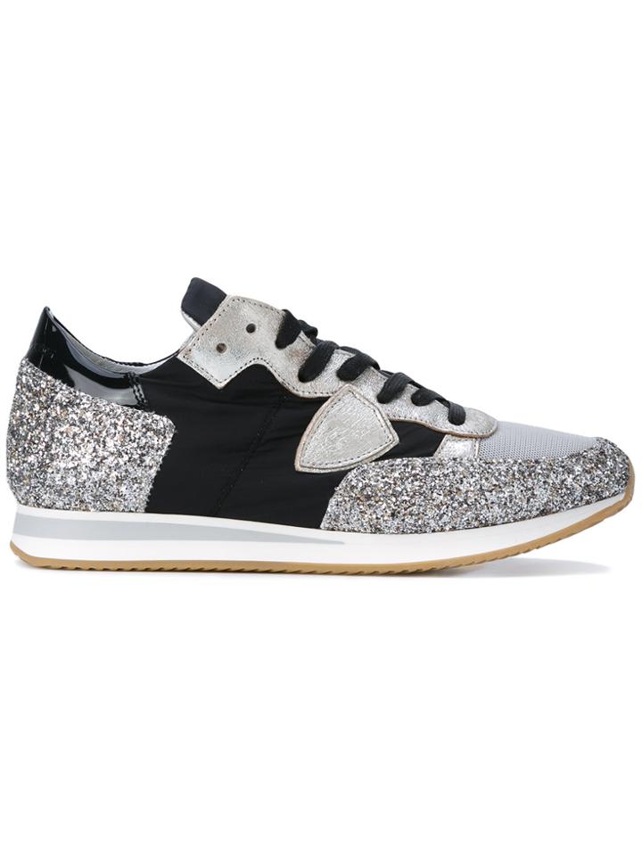 Philippe Model Glitter Trainers - Black