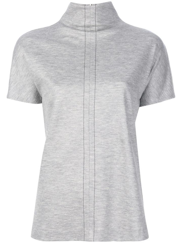 Maison Margiela - Zip-up Turtle Neck Polo Top - Women - Polyamide/spandex/elastane/wool - 44, Grey, Polyamide/spandex/elastane/wool