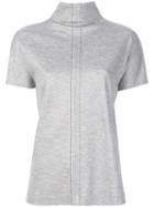 Maison Margiela - Zip-up Turtle Neck Polo Top - Women - Polyamide/spandex/elastane/wool - 44, Grey, Polyamide/spandex/elastane/wool
