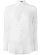 Saint Laurent Classic Long Sleeve Shirt, Women's, Size: 38, White, Silk