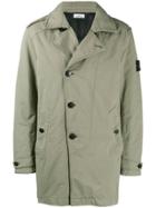 Stone Island Button Up Coat - Green