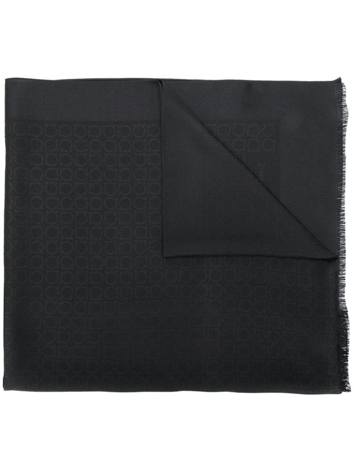 Salvatore Ferragamo Gancini Pattern Scarf - Black
