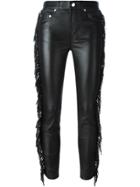 Saint Laurent Fringed Leather Trousers - Black