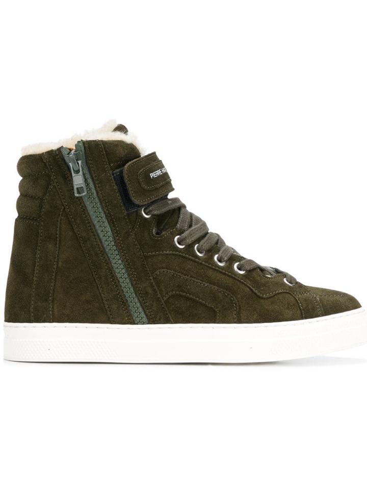 Pierre Hardy Shearling Hi-top Sneakers - Green