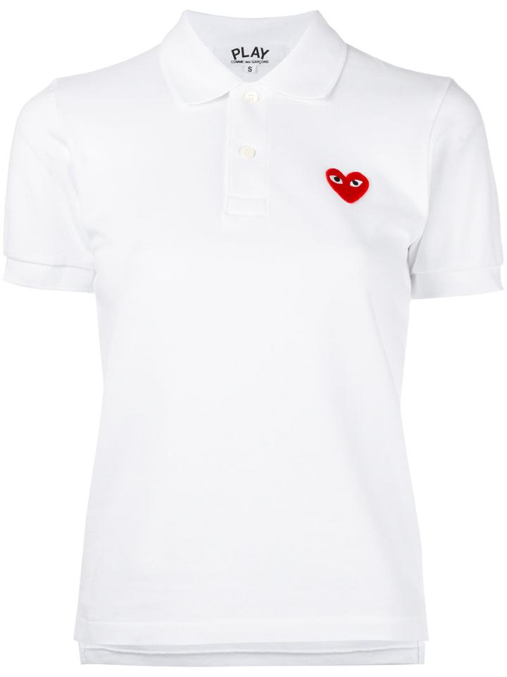 Comme Des Garçons Play - Heart Patch Polo Shirt - Women - Cotton - L, White, Cotton