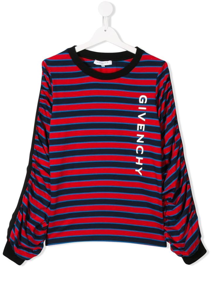 Givenchy Kids Striped Long-sleeved T-shirt - Blue