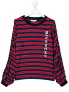 Givenchy Kids Striped Long-sleeved T-shirt - Blue