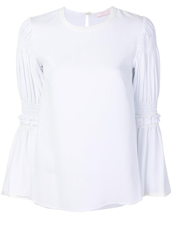 See By Chloé Gathered Bell Sleeve Shirt - White