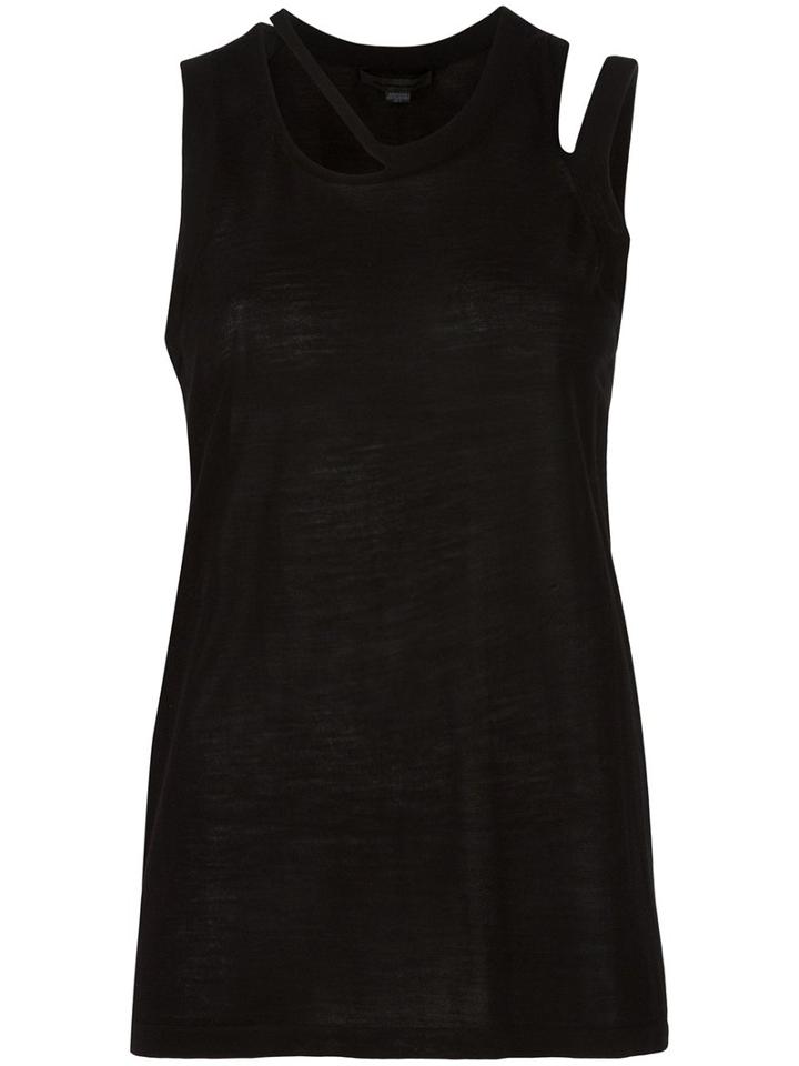 Alexander Wang - Cut-out Detailed Tank Top - Women - Silk/merino - L, Black, Silk/merino