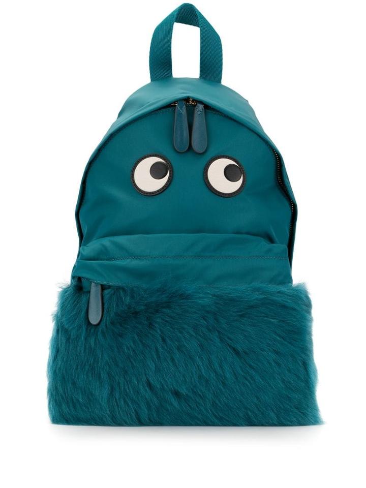 Anya Hindmarch Eye Shearling Backpack - Blue
