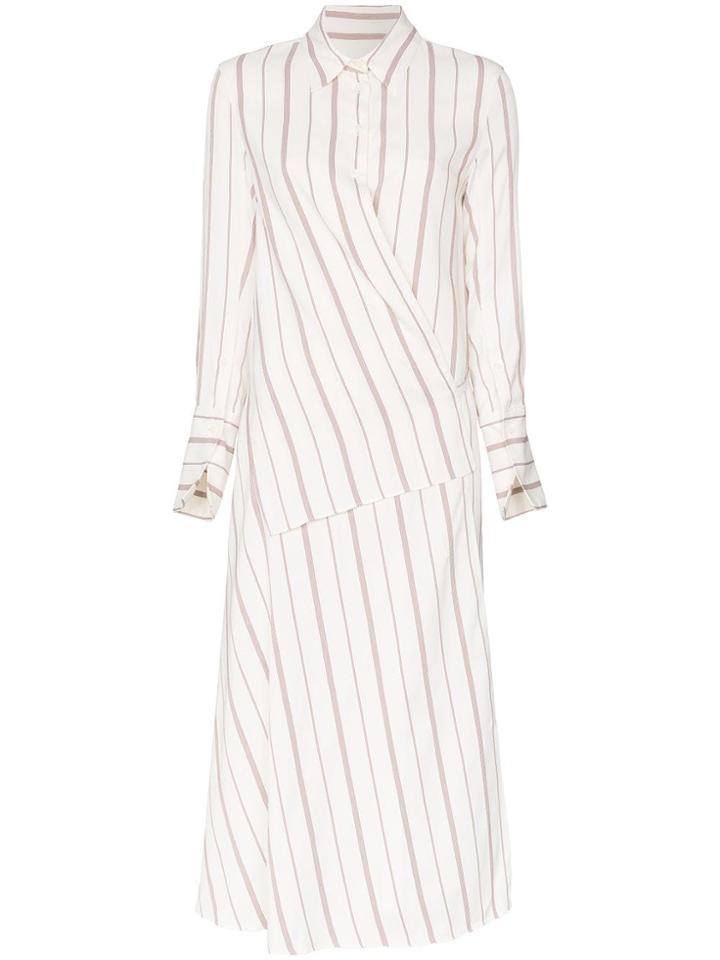 Joseph Claudi Poplin Stripe Wrap Cotton Blend Dress - White
