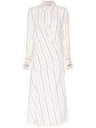 Joseph Claudi Poplin Stripe Wrap Cotton Blend Dress - White