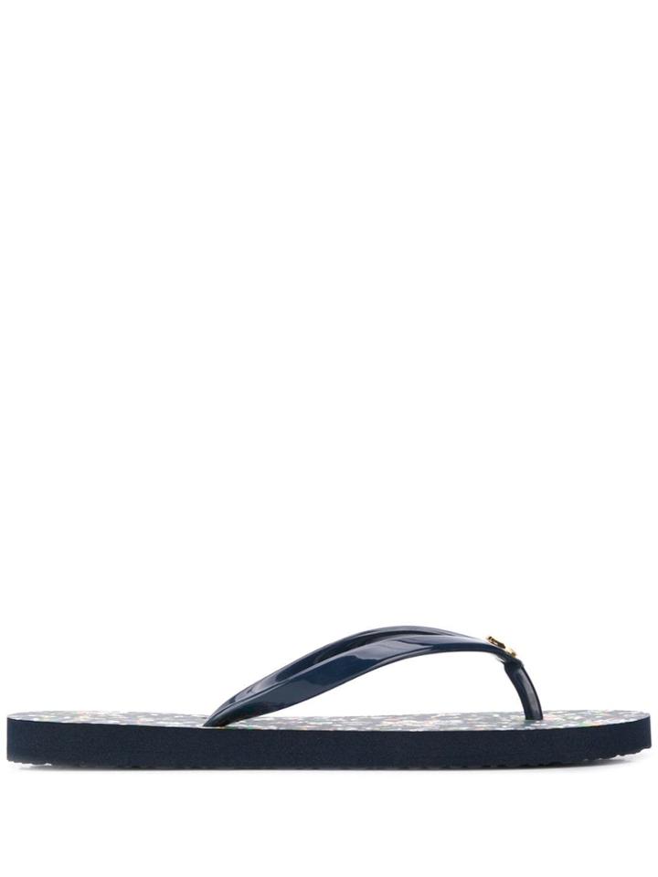 Tory Burch Logo Plaque Flip Flops - Blue