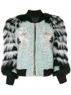 Cara Mila Penny Fur Bomber Jacket - Green