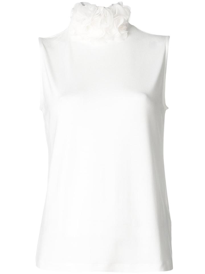 Lardini Floral-collar Tank Top - White