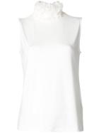Lardini Floral-collar Tank Top - White