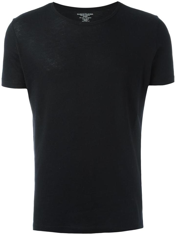 Majestic Filatures Plain T-shirt, Men's, Size: Small, Black, Cotton/cashmere