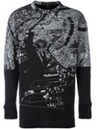Jil Sander Map Print Sweatshirt, Men's, Size: Medium, Black, Cotton