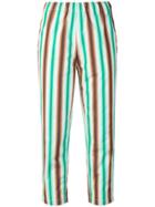 Marni Cropped Striped Trousers - Green