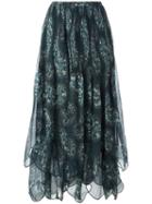 See By Chloé Scalloped Maxi Skirt, Women's, Size: 38, Green, Cotton/polyester