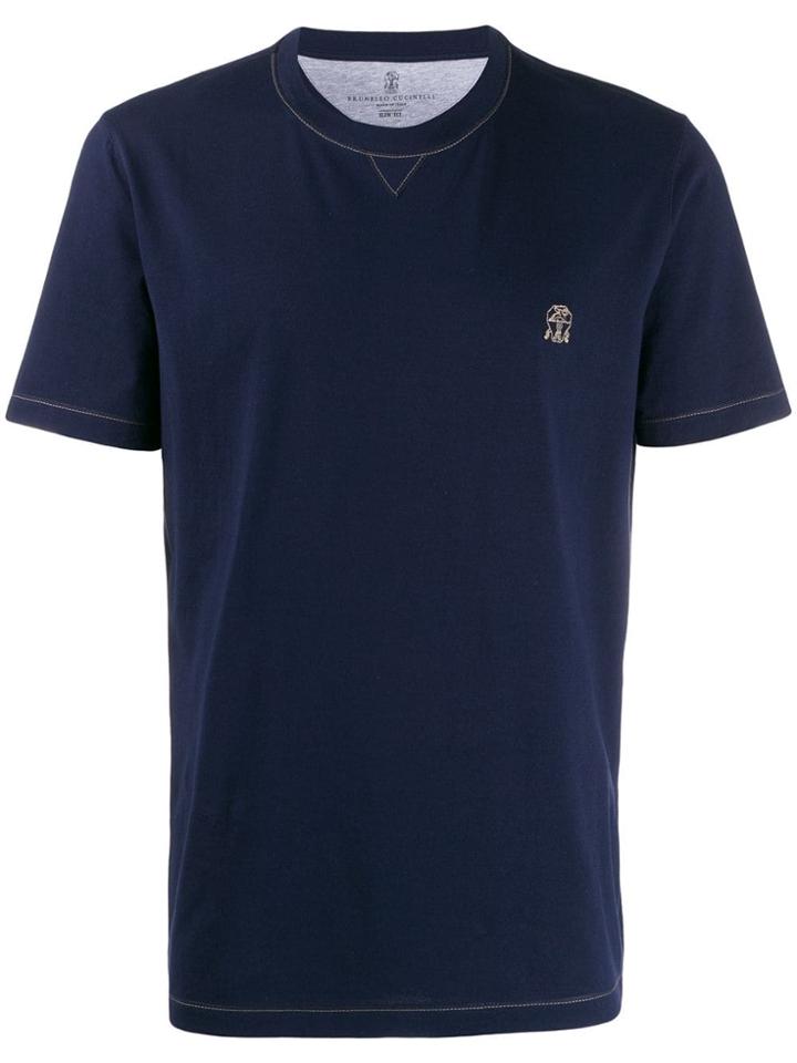 Brunello Cucinelli Contrast Stitching T-shirt - Blue
