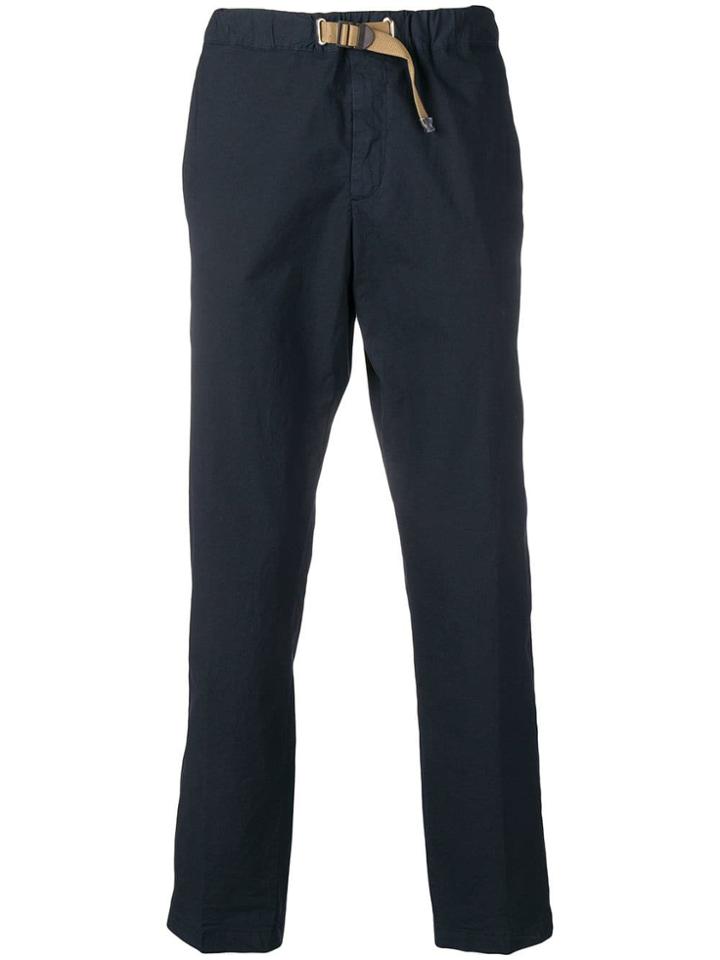 White Sand Navy Belted Trousers - Blue