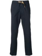 White Sand Navy Belted Trousers - Blue