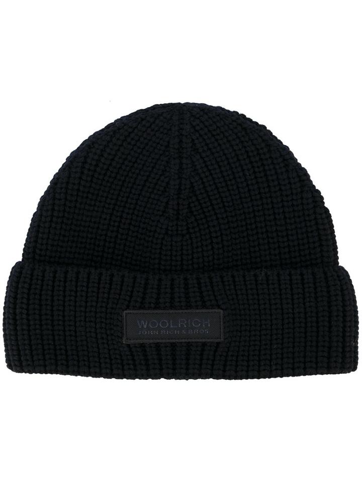 Woolrich Ribbed Logo Plaque Hat, Men's, Size: Large, Blue, Virgin Wool