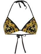 Versace Barocco Print Bikini Top - Black