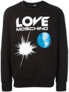 Love Moschino Logo Print Sweatshirt, Men's, Size: Xs, Black, Cotton/polyester