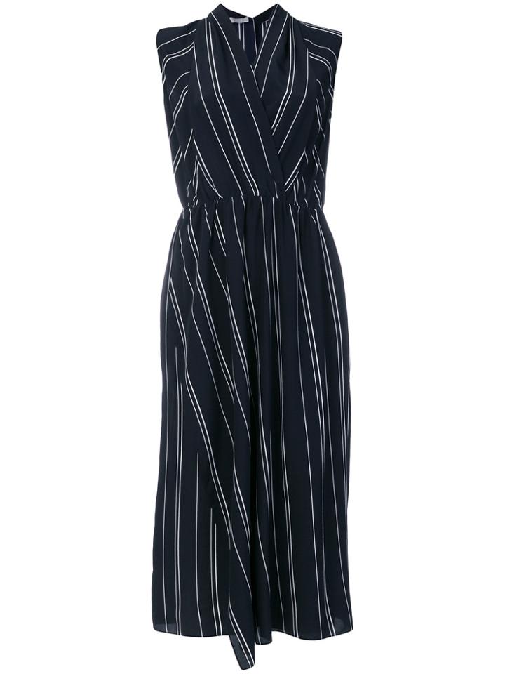 Vince Striped Sleeveless Shirt Dress - Blue