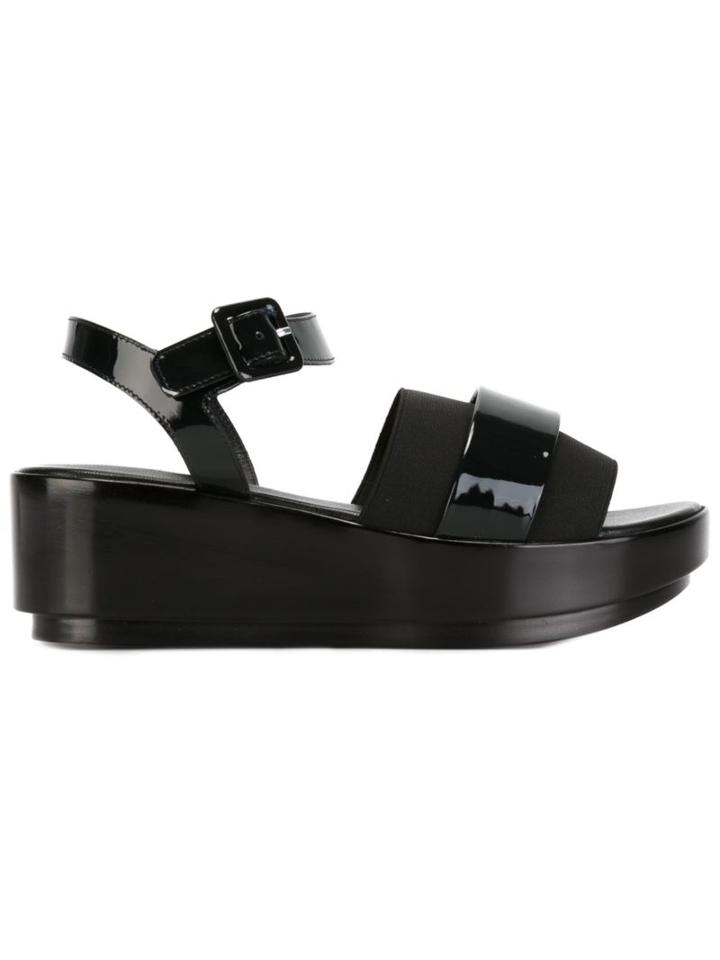 Robert Clergerie Pod Sandals, Women's, Size: 38.5, Black, Leather/patent Leather/rubber